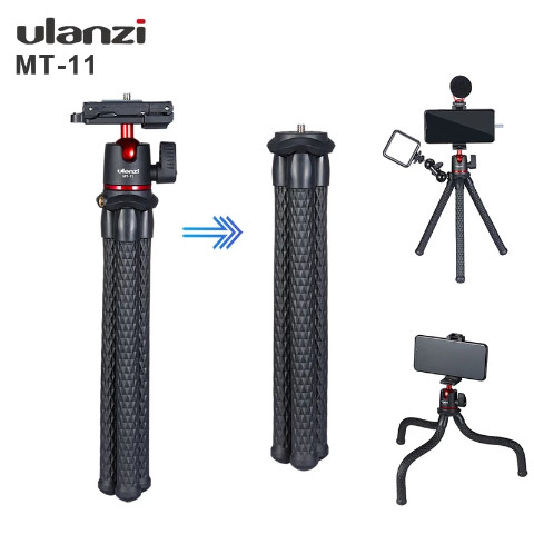 Ulanzi MT-11 Octopus Tripod 2 In 1 For DSLR Camera Smartphone Magic Arm W 1/4 Screw Detachable Ballhead Hot Shoe Phone Clip